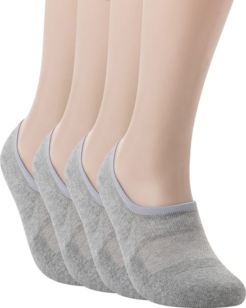 Pro Mountain No Show Socks Unisex Wide Toe Box For Health Y Heel Forefoot Size L Grey 4 Pack Cotton Cushion Footies Sneakers US Women 10-12 Men 9-11 - Image 1